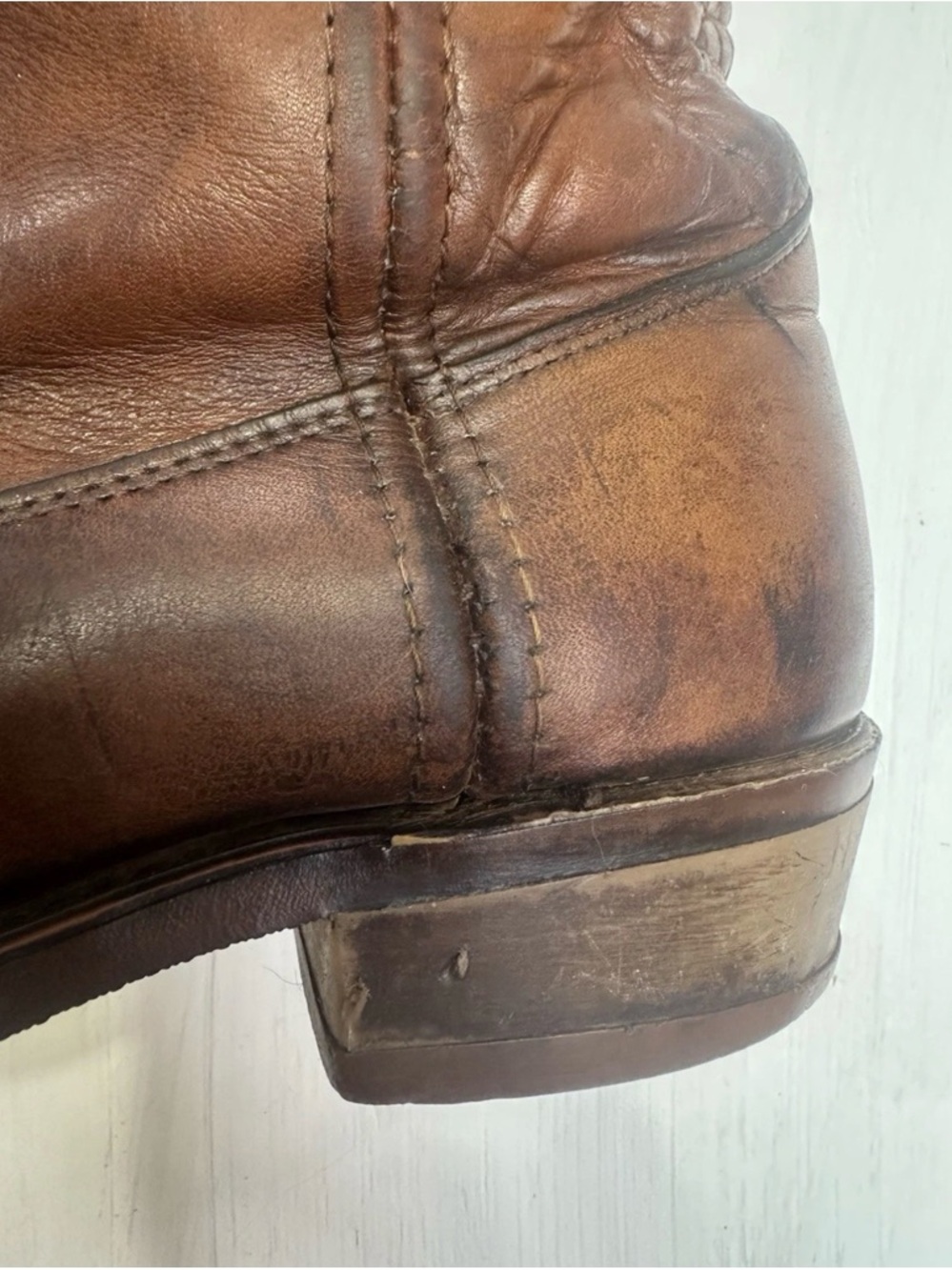 Vintage 1990’s Brown Leather Western Biltrite Sole Cowboy Ranch Boots Men 8D - Picture 6 of 16